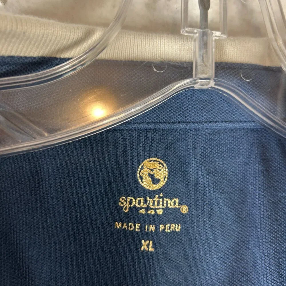 Spartina ladies polo shirt blue white XL short sleeves cotton casual everyday - Picture 3 of 11